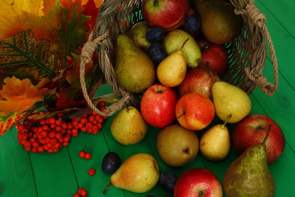 Korg med frukter — Stockfoto