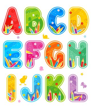 Spring or summer abc set letters A - L