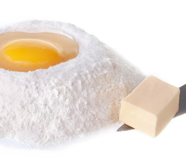 Farinha, ovo e manteiga — Fotografia de Stock
