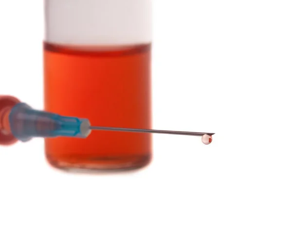 Syringe with injection closeup — Zdjęcie stockowe