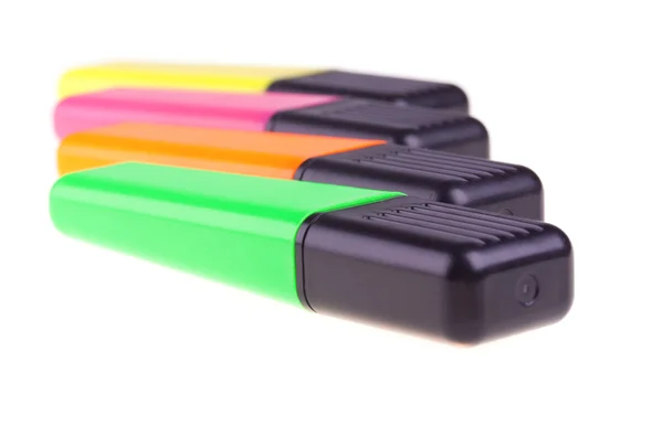 Quattro pennarelli colorati, primo piano — Foto Stock