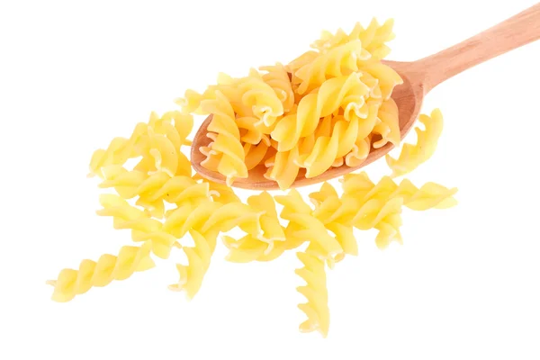 Italian pasta in a wood spoon — Stock Photo, Image