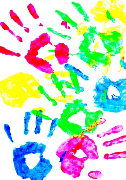 Wydruki kolorowe dziecko ręki — Zdjęcie stockowe