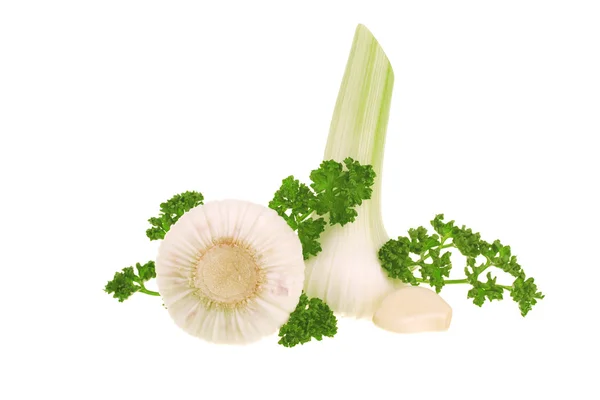 Fresh garlic and parsley — Stock Photo, Image