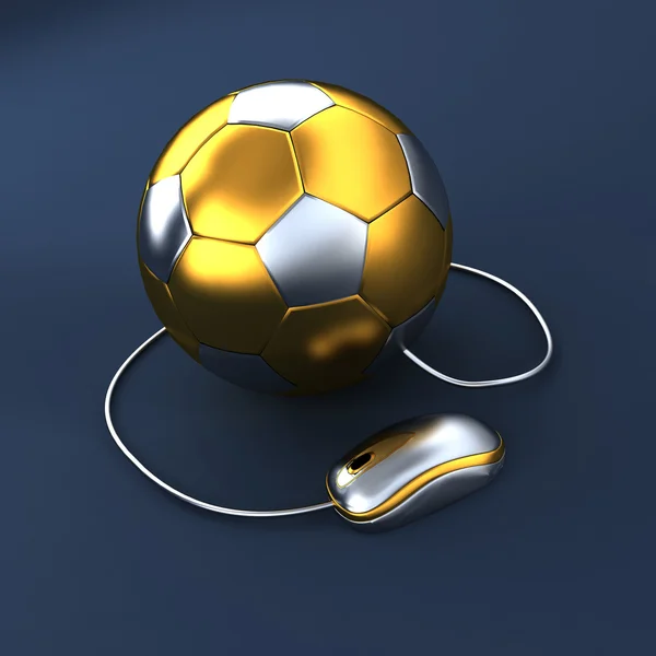 Футбольный мяч с мышью — стоковое фото