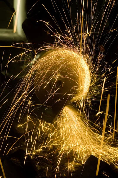 stock image A worker is steel and sparks