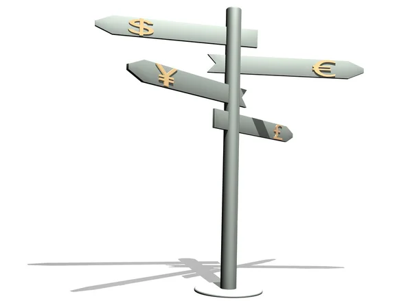 Pointer of streets with money signs — Stock Photo, Image