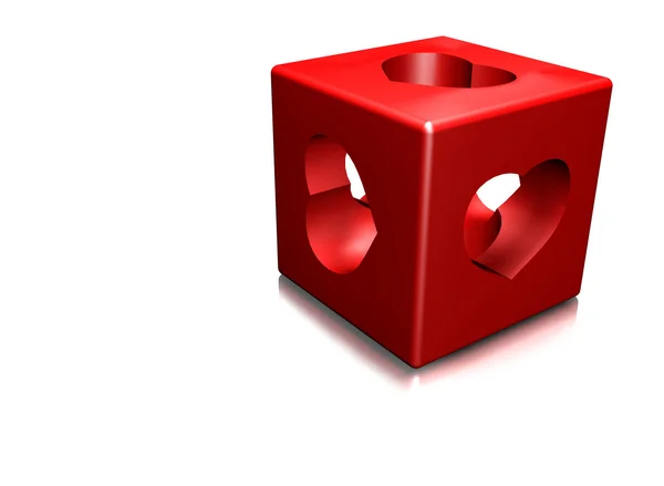Red cube and heart — Stock Photo, Image