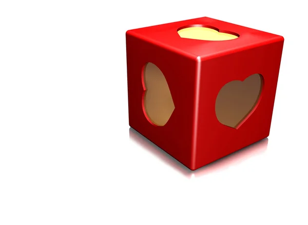 Cubo rosso e cuore — Foto Stock