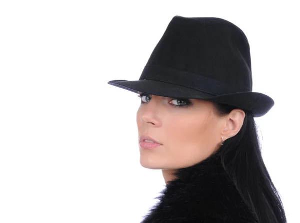 stock image Woman in black hat