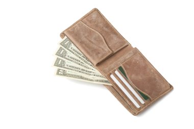 Wallet with five dollars