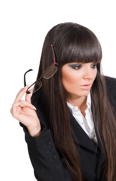 Mulher de negócios bonita com óculos loo — Fotografia de Stock