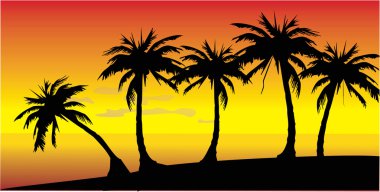 Decline on island with palm trees clipart