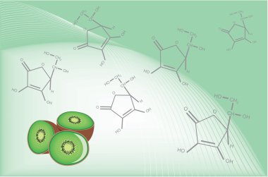 Vitamin C. The chemical formula clipart
