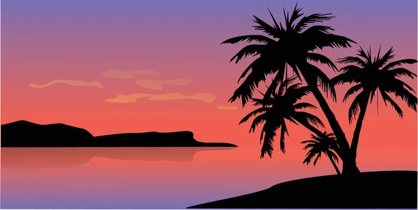 Spadek na wyspie z palmami — Wektor stockowy