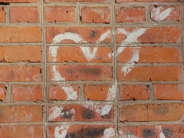 stock image Graffiti. Heart on a brick wall.