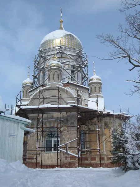 Restoration of the Orthodox church. Wint — Stock Photo, Image