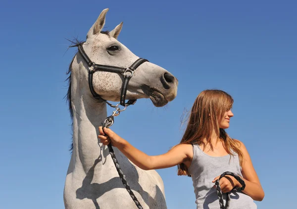 Teen and arabian horse — Stock Photo, Image