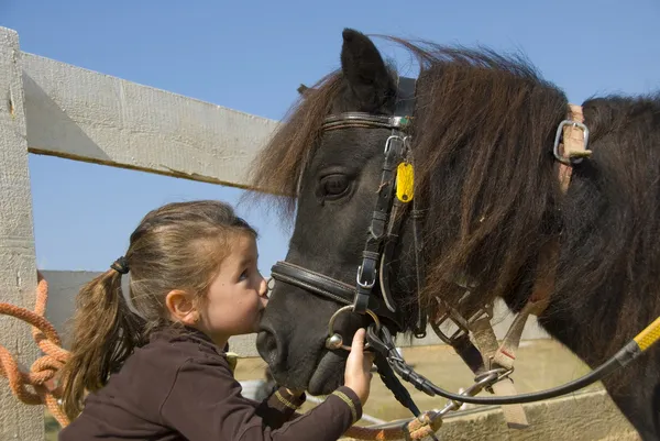 Niña y pony — Foto de Stock