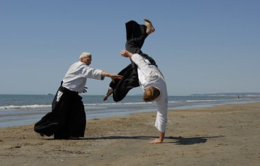 Aikido on the beach clipart