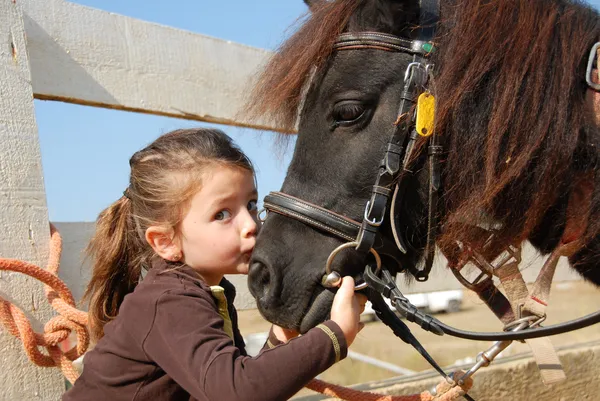 小女孩和她的小马 — 图库照片