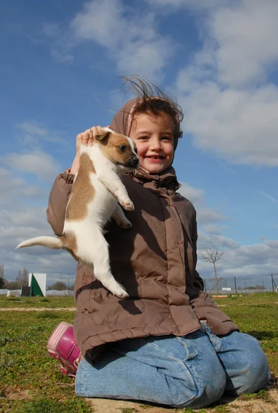 Holčička a její mazlíček — Stock fotografie