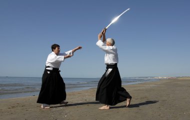 Aikido on the beach clipart