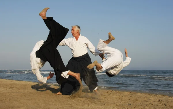Aikido on the beach — Stock Photo, Image
