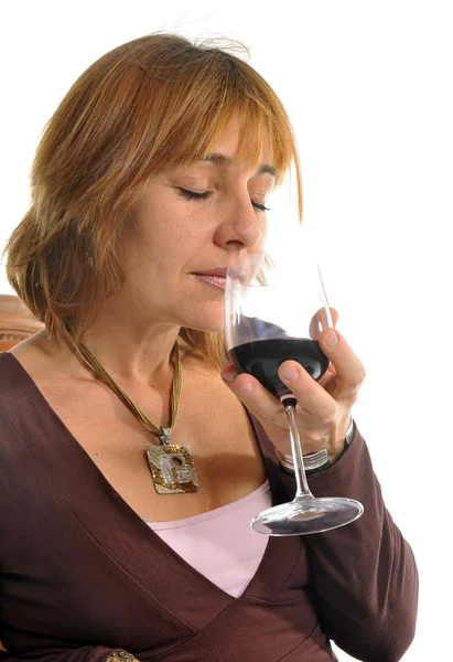 stock image Smelling a wineglass