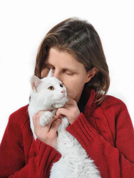 Woman and cat — Stock Photo, Image