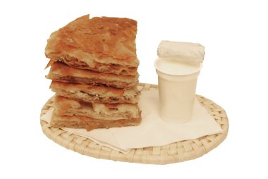 Round burek with yoghurt clipart