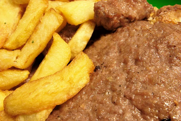 stock image Hamburger and potato fries macro