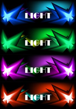 Set of four glowing banners clipart