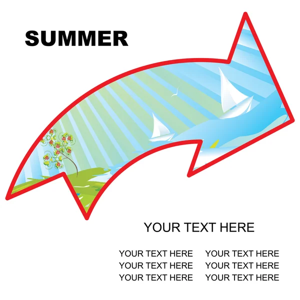 Flecha de paisaje de verano con ilustración de vectores de espacio de copia - fácil de cambiar — Archivo Imágenes Vectoriales