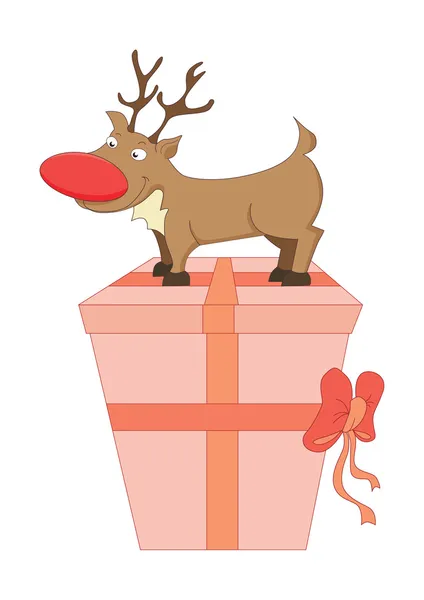 Pequeño Rudolph en el regalo — Archivo Imágenes Vectoriales