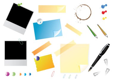 Office stationery set clipart