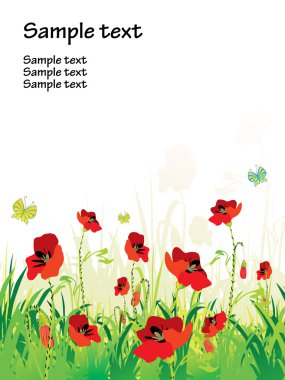 Red popies background clipart