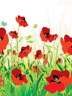 Red poppies backround clipart