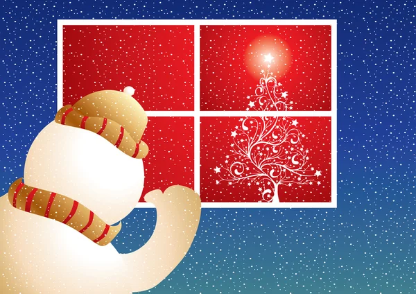 Χιονάνθρωπος Χριστουγεννιάτικη κάρτα — Διανυσματικό Αρχείο