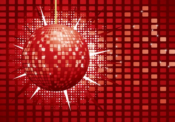 Lesklý červený disco koule — Stockový vektor
