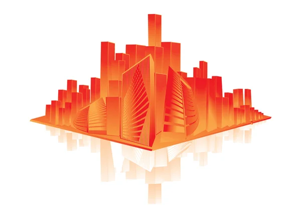 Ciudad naranja brillante — Vector de stock
