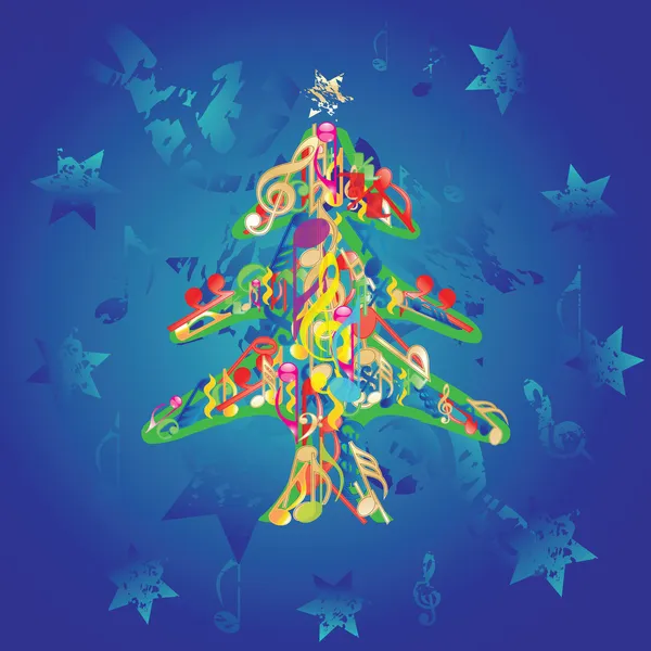 Musikalischer Weihnachtsbaum — Stockvektor