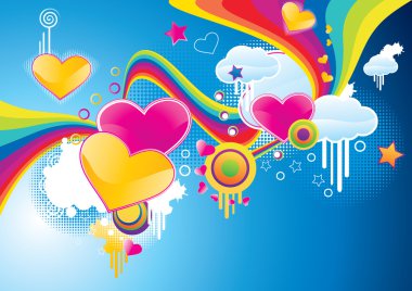 Funky styled valentine background clipart
