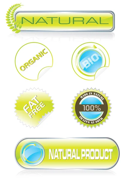 Nature stickers and buttons set — Stock Vector