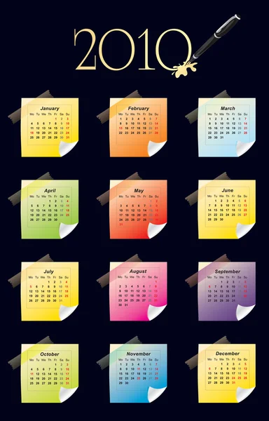 2010 年的日历 — 图库矢量图片
