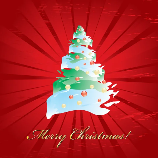Červené pozadí s vánoční strom — Stockový vektor
