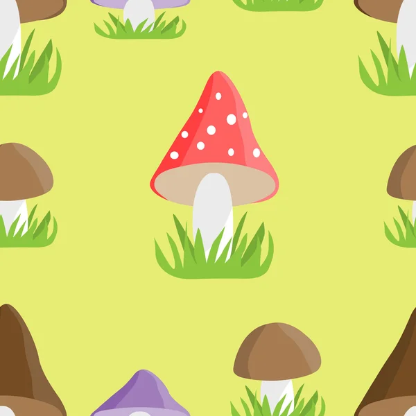 Mushrooms seamless pattern — Stock Vector
