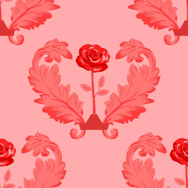 Seamless floral pattern red — Stock Vector