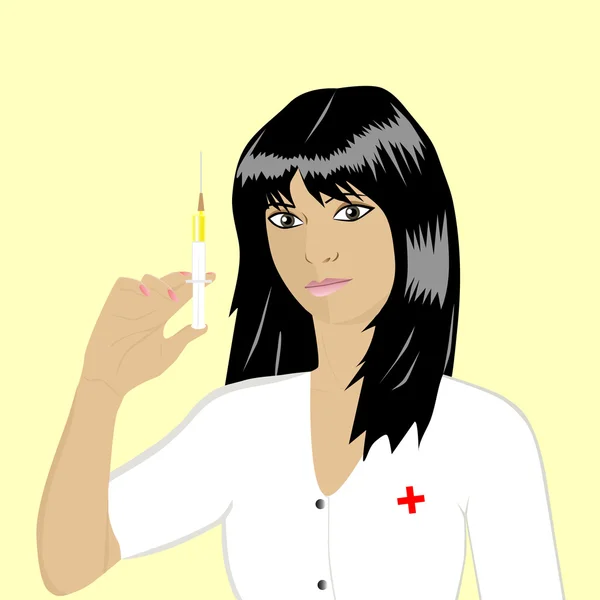 Bela enfermeira com seringa Ilustração De Bancos De Imagens