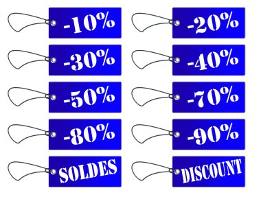 Etiquettes bleus soldes et indirim